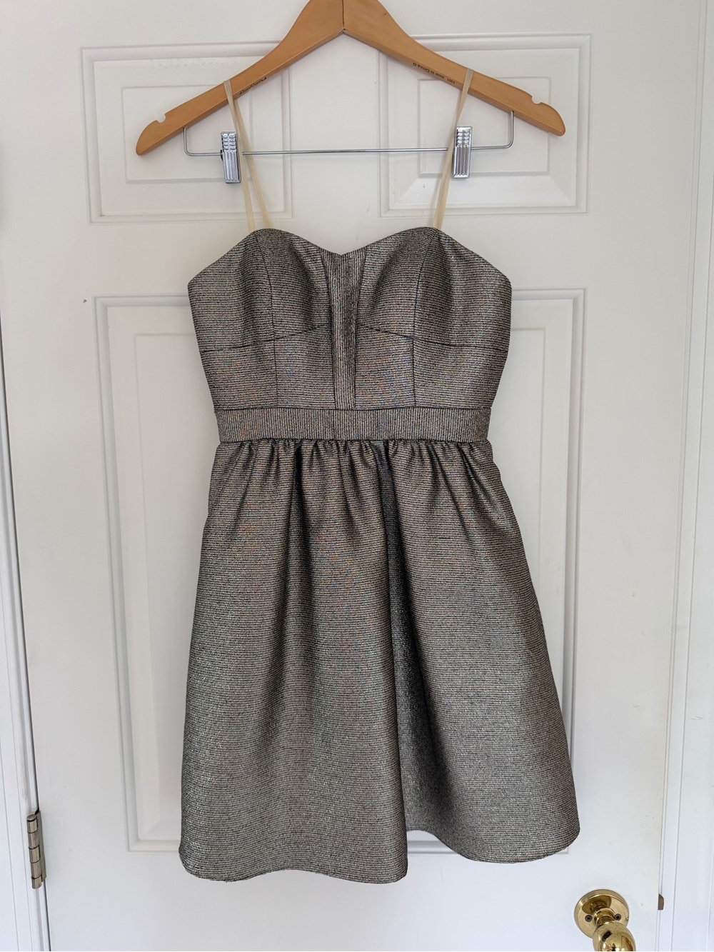 Aidan by Aidan Mattox Metallic Silver Strapless Mini Dress